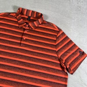 Adidas Polo Shirt Mens‎ XL Red Black Striped Recycled Polyester Golf Athletic